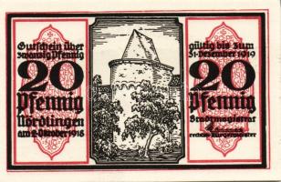 Német Birodalom/Weimari Köztársaság/ Nördlingen 1918. 20Pf(5x) 5klf db, teljes sor T:I