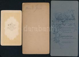 cca 1890-1910 Férfiportrék, 3 db keményhátú fotó, közte 2 db katonai, 10×6 és 16×8 cm közötti mérete...