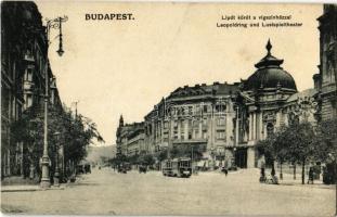 1915 Budapest XIII. Lipót körút a Vígszínházzal. villamos (ázott sarok / wet corner)