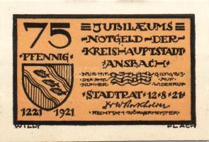 Német Birodalom/Weimari Köztársaság/ Ansbach 1921. 25Pf(7x) + 75Pf(7x) összesen 14klf db, teljes sor...