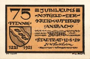 Német Birodalom/Weimari Köztársaság/ Ansbach 1921. 25Pf(7x) + 75Pf(7x) összesen 14klf db, teljes sor...