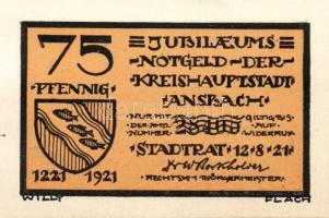 Német Birodalom/Weimari Köztársaság/ Ansbach 1921. 25Pf(7x) + 75Pf(7x) összesen 14klf db, teljes sor...