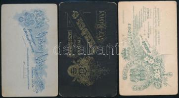 cca 1900-1910 Műtermi portrék, 3 db keményhátú fotó erdélyi műtermekből, 10,5×6,5 cm