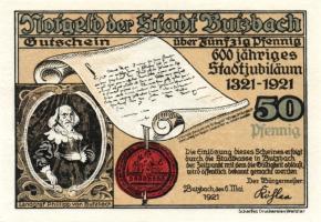 Német Birodalom/Weimari Köztársaság/ Butzbach 1921. 25Pf + 50Pf(7x) összesen 8klf db, teljes sor T:I