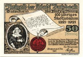 Német Birodalom/Weimari Köztársaság/ Butzbach 1921. 25Pf + 50Pf(7x) összesen 8klf db, teljes sor T:I