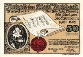 Német Birodalom/Weimari Köztársaság/ Butzbach 1921. 25Pf + 50Pf(7x) összesen 8klf db, teljes sor T:I