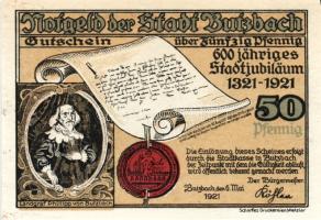 Német Birodalom/Weimari Köztársaság/ Butzbach 1921. 25Pf + 50Pf(7x) összesen 8klf db, teljes sor T:I