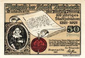 Német Birodalom/Weimari Köztársaság/ Butzbach 1921. 25Pf + 50Pf(7x) összesen 8klf db, teljes sor T:I