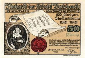 Német Birodalom/Weimari Köztársaság/ Butzbach 1921. 25Pf + 50Pf(7x) összesen 8klf db, teljes sor T:I