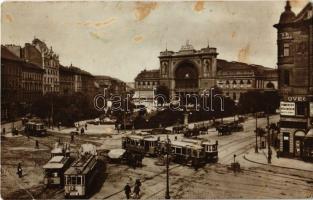 Budapest VII. Keleti pályaudvar, 21-es, 19-es és 17-es villamosok, Commercier kereskedelmi adás-vételi ügynökség, üveges üzlet, drogéria (EK)