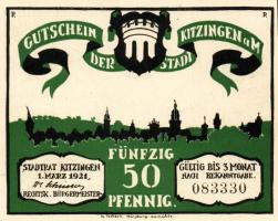 Német Birodalom/Weimari Köztársaság/ Kitzingen 1921. 50Pf(6x) 6klf db, teljes sor T:I,I-