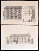 1879-1881 Bécsi paloták, villák tervei4 db nagyméretű nyomat 30x45 cm