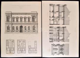 1879-1881 Bécsi paloták, villák tervei4  db nagyméretű nyomat 30x45 cm