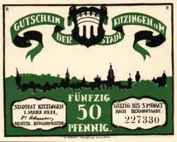 Német Birodalom/Weimari Köztársaság/ Kitzingen 1921. 50Pf(6x) 6klf db, teljes sor T:I,I-