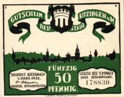 Német Birodalom/Weimari Köztársaság/ Kitzingen 1921. 50Pf(6x) 6klf db, teljes sor T:I,I-