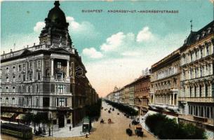 Budapest VI. Andrássy út, villamos, Schimmelpfeng W. Tudakozóda