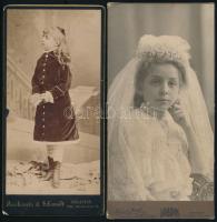 cca 1900-1920 Zanner Etelka (Etus), 3 db keményhátú fotó, 16,5×10,5 cm