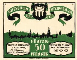 Német Birodalom/Weimari Köztársaság/ Kitzingen 1921. 50Pf(6x) 6klf db, teljes sor T:I