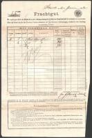 1872 A DDSG fuvarlevél a Pest gőzös hajó hajópecsétjével