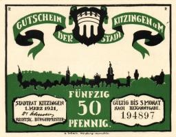 Német Birodalom/Weimari Köztársaság/ Kitzingen 1921. 50Pf(6x) 6klf db, teljes sor T:I