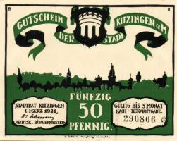 Német Birodalom/Weimari Köztársaság/ Kitzingen 1921. 50Pf(6x) 6klf db, teljes sor T:I