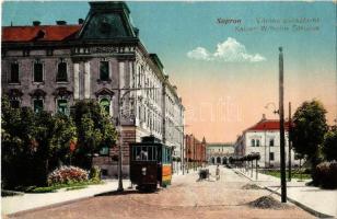 Sopron, Vilmos császár út, villamos. Piri Dániel kiadása