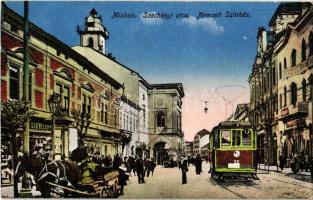 Miskolc, Széchenyi utca, villamos, Liebling üzlete