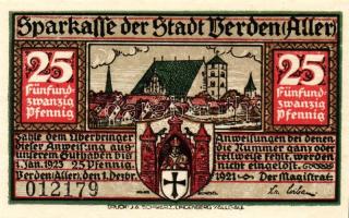 Német Birodalom/Weimari Köztársaság/ Verden 1921. 25Pf + 50Pf + 75Pf 3klf db, teljes sor T:I