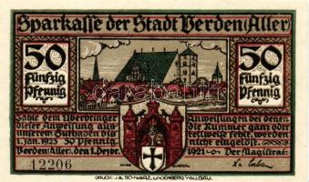 Német Birodalom/Weimari Köztársaság/ Verden 1921. 25Pf + 50Pf + 75Pf 3klf db, teljes sor T:I