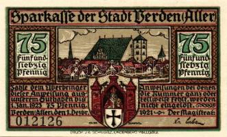 Német Birodalom/Weimari Köztársaság/ Verden 1921. 25Pf + 50Pf + 75Pf 3klf db, teljes sor T:I