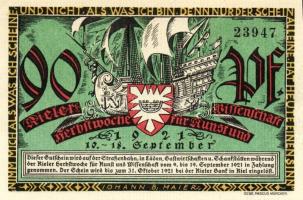 Német Birodalom/Weimari Köztársaság/ Kiel 1921. 70Pf(2x) + 80Pf(2x) + 90Pf(2x) 6klf db, teljes sor T...
