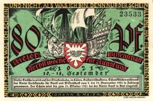 Német Birodalom/Weimari Köztársaság/ Kiel 1921. 70Pf(2x) + 80Pf(2x) + 90Pf(2x) 6klf db, teljes sor T...