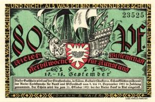 Német Birodalom/Weimari Köztársaság/ Kiel 1921. 70Pf(2x) + 80Pf(2x) + 90Pf(2x) 6klf db, teljes sor T...