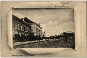 1902 Balassagyarmat, Vármegyeháza, Fő utca. Halyák István kiadása