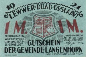 Német Birodalom/Weimari Köztársaság/ Langenhorn 1921. 50Pf + 75Pf + 1M 3klf db, teljes sor T:I