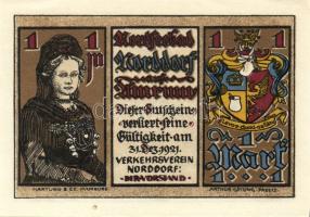 Német Birodalom/Weimari Köztársaság/ Norddorf 1921. 25Pf + 50Pf + 75Pf + 1M 4klf db, teljes sor T:I