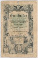 1866. 1G nem kivehető vízjellel T:IV szakadás Austrian Empire 1866. 1 Gulden with non-recognizable watermark C:G tear Adamo G97