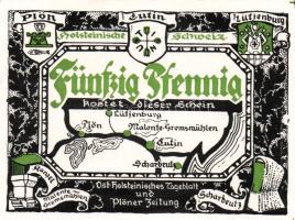 Német Birodalom/Weimari Köztársaság/ Plön D.N. 50Pf(5x) 5klf db, teljes sor T:I