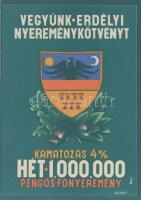 1940-es évek eleje "VEGYÜNK ERDÉLYI NYEREMÉNYKÖTVÉNYT" dekoratív, propaganda szórólap