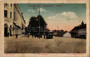 Nagyszeben, Hermannstadt, Sibiu; villamos, szálloda / hotel, tram (EK)