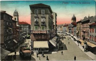 1912 Fiume, Rijeka; Corso e via Andrássy / streets, tram, shops (EK)