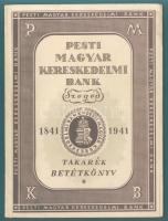 1941. "Pesti Magyar Kereskedelmi Bank" dekoratív takarékbetétkönyve, kitöltve, nagyon jó állapotban