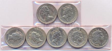 Nagy-Britannia 1983-2010. 1Ł (7db, 6xklf) T:2-,3 karcolás
Great-Britain 1983-2010. 1 Pound (7pcs, 6...