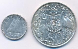 Kanada 1950. 10c Ag + Ausztrália 1966. 50c Ag "II. Erzsébet" T:1-,2-
Canada 1950 10 Cents...