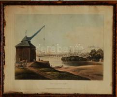 cca 1860 Turnberg és Johannesberg várát ábrázoló 2 db színezett metszet keretben (az egyik üveg nélk...