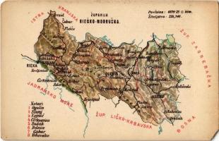 Modrus-Fiume vármegye térképe. Kiadja Károlyi Gy. / Zupanija Riecko-Modruska / Map of Modrus-Rijeka county (EM)