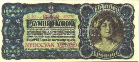 1880. 100Ft + 1890. 1000Ft + 1894. 50Ft + 1923. 1000.000K 80P fny-sal bankjegyek replikátjai