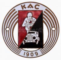 ~1930-1940. "KAC (Kispesti Athletikai Club) 1909" zománcozott autó-motorsport jármű jelvény, hátlapon "BERÁN N" gyártói jelzéssel (84mm) T:1 / Hungary ~1930-1940. "KAC (Kispesti Athletikai Club) 1909" enamelled Automobile and Motor Sport badge for veichles, with "BERÁN N" maker's mark on reverse (84mm) C:UNC
