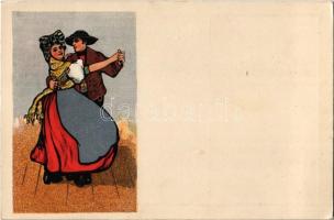 Czech folklore art postcard