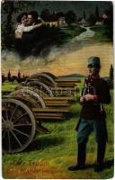 Der Traum des Kanoniers / WWI K.u.K. (Austro-Hungarian) military art postcard (creases)